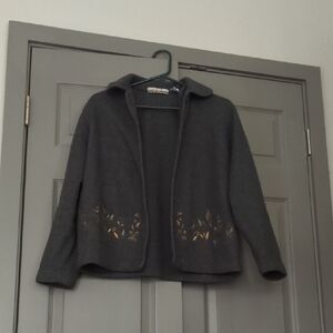 Gray Dall Jacket with Gold Embroidery